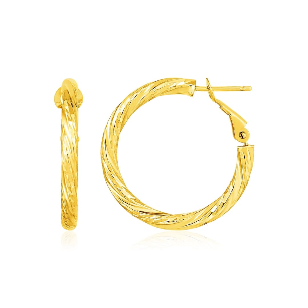 14k Yellow Gold Petite Twisted Round Hoop Earrings | Richard Cannon Jewelry