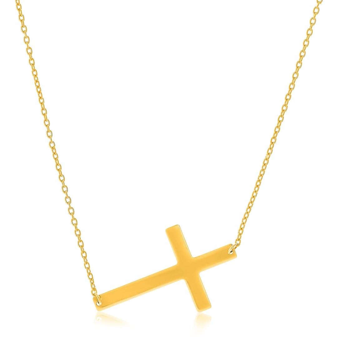 14k Yellow Gold Plain Cross Motif Necklace | Richard Cannon Jewelry