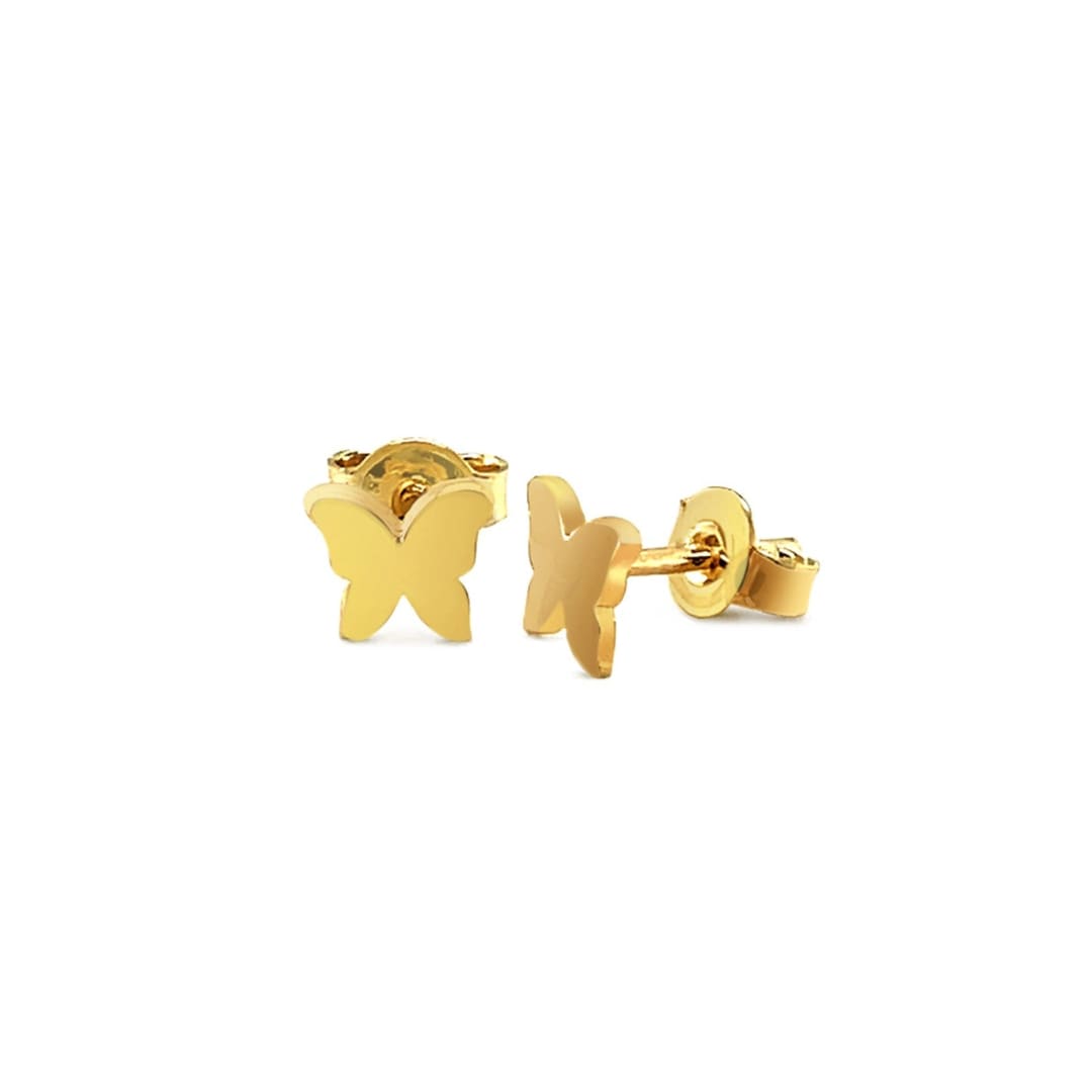 14k Yellow Gold Polished Butterfly Earrings | Richard Cannon Jewelry