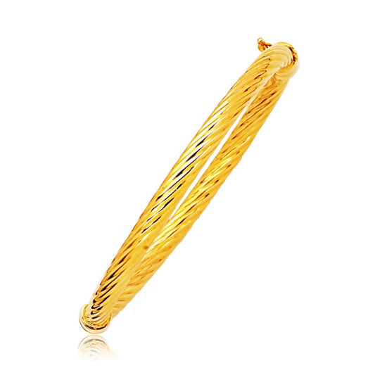 14k Yellow Gold Polished Cable Motif Bangle | Richard Cannon Jewelry