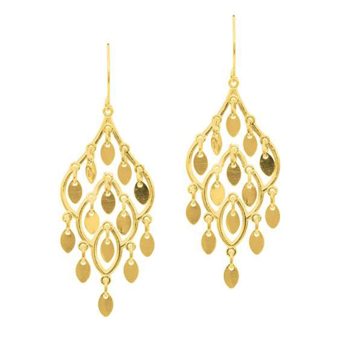 14K Yellow Gold Polished Chandelier Earring | Richard Cannon Jewelry