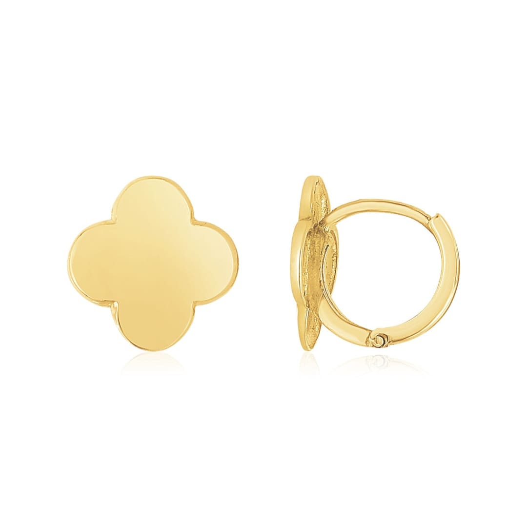 14K Yellow Gold Polished Clover Stud Earrings | Richard Cannon Jewelry