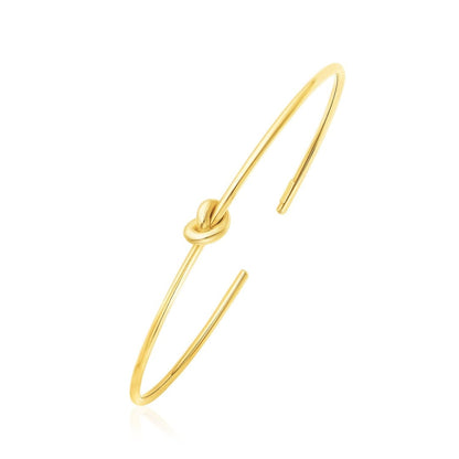 14k Yellow Gold Polished Cuff Bangle with Knot | Richard Cannon Jewelry