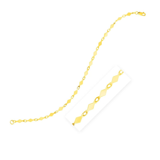 14K Yellow Gold Polished Diamond Motif Chain Bracelet | Richard Cannon Jewelry