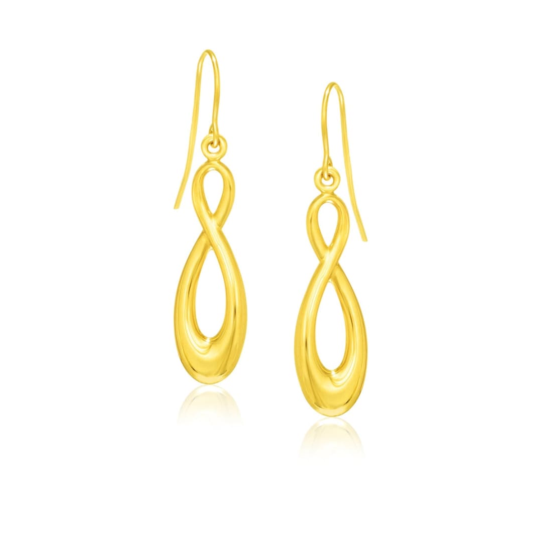 14k Yellow Gold Polished Earrings in Infinity Design | Richard Cannon Jewelry