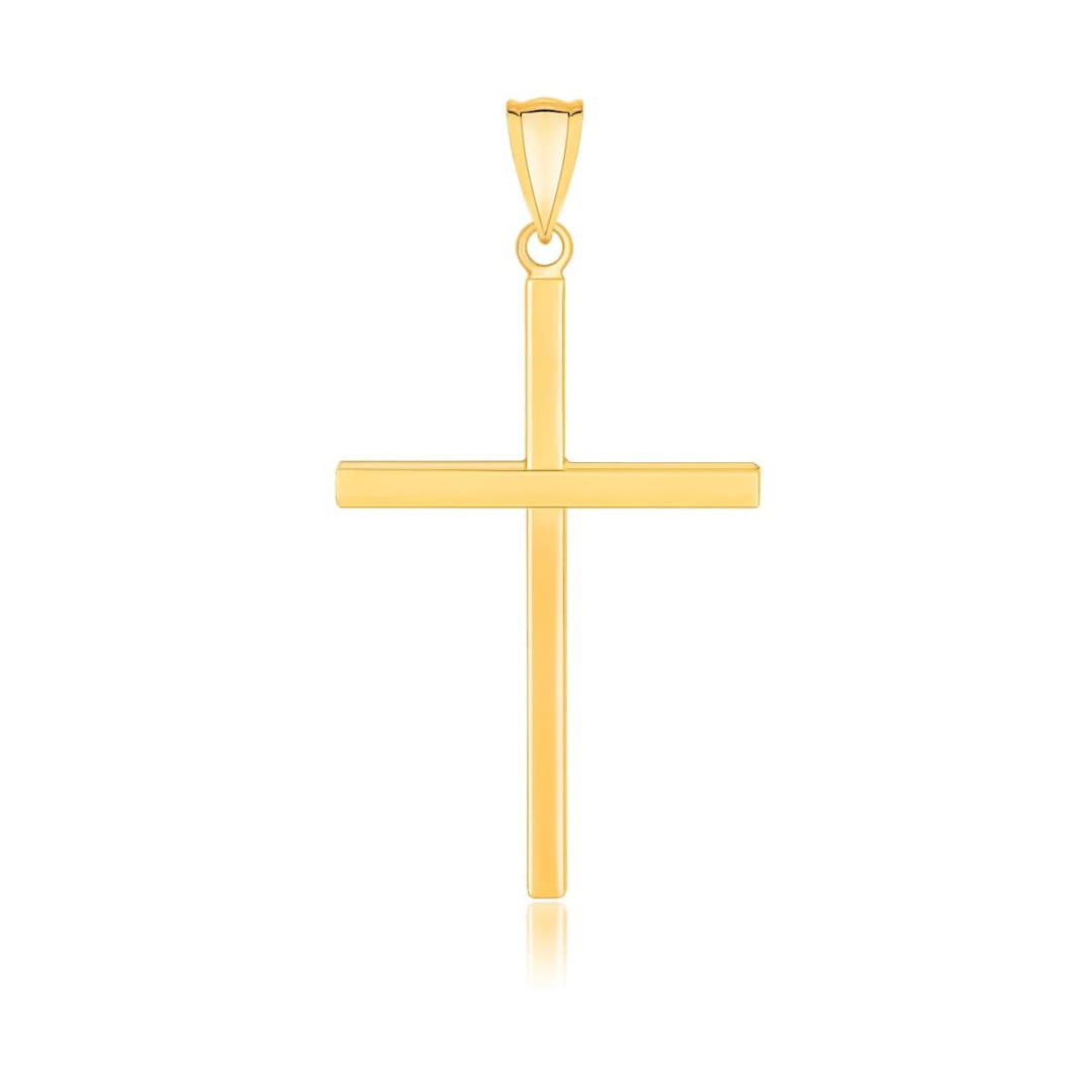 14k Yellow Gold Polished Flat Cross Pendant | Richard Cannon Jewelry