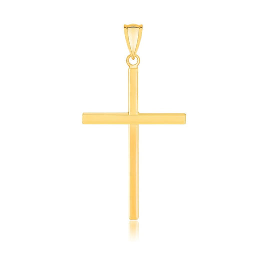 14k Yellow Gold Polished Flat Cross Pendant | Richard Cannon Jewelry