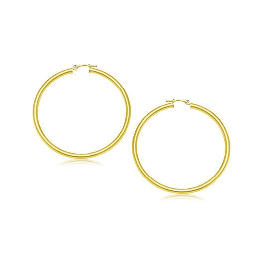 14k Yellow Gold Polished Hoop Earrings (25 mm) | Richard Cannon Jewelry