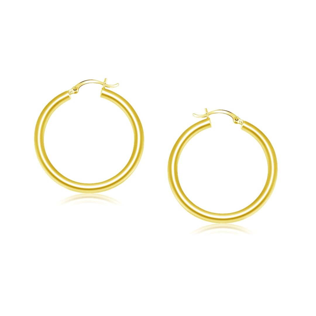 14k Yellow Gold Polished Hoop Earrings (25 mm) | Richard Cannon Jewelry