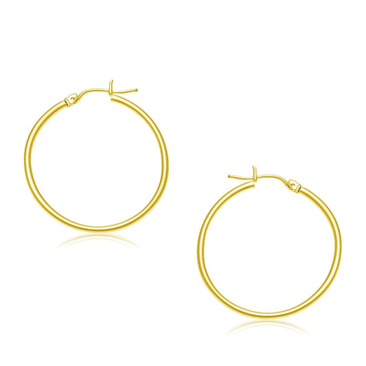 14k Yellow Gold Polished Hoop Earrings (30 mm) | Richard Cannon Jewelry