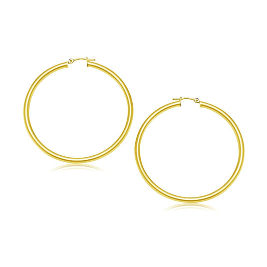 14k Yellow Gold Polished Hoop Earrings (30 mm) | Richard Cannon Jewelry