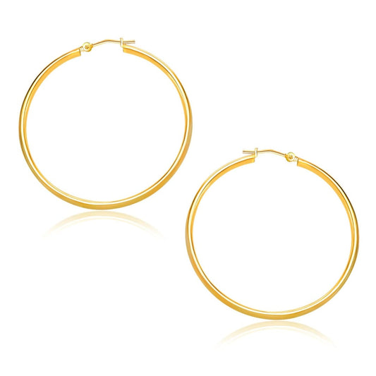 14k Yellow Gold Polished Hoop Earrings (30mm) | Richard Cannon Jewelry
