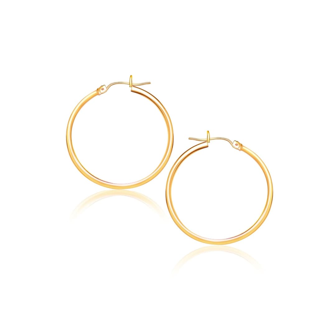 14k Yellow Gold Polished Hoop Earrings (40 mm) | Richard Cannon Jewelry