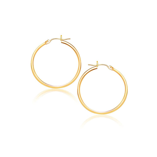 14k Yellow Gold Polished Hoop Earrings (40 mm) | Richard Cannon Jewelry