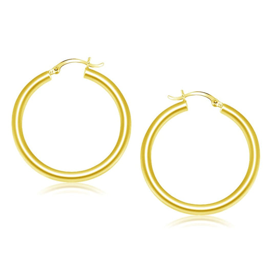 14k Yellow Gold Polished Hoop Earrings (40 mm) | Richard Cannon Jewelry
