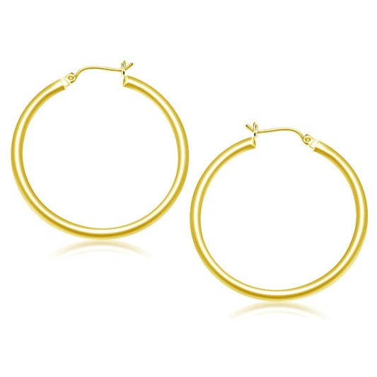 14k Yellow Gold Polished Hoop Earrings (40 mm) | Richard Cannon Jewelry