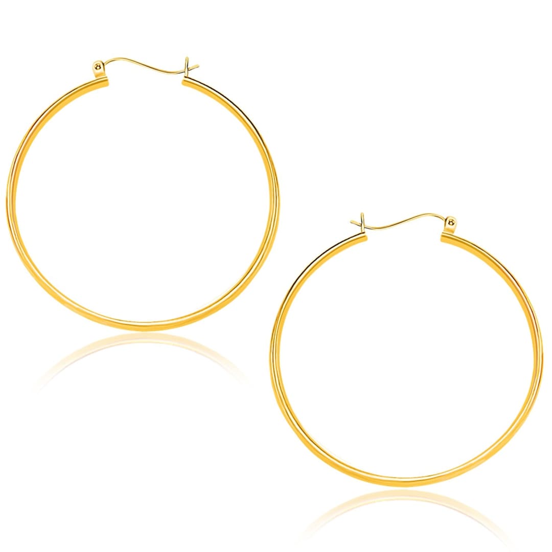 14k Yellow Gold Polished Hoop Earrings (40mm) | Richard Cannon Jewelry