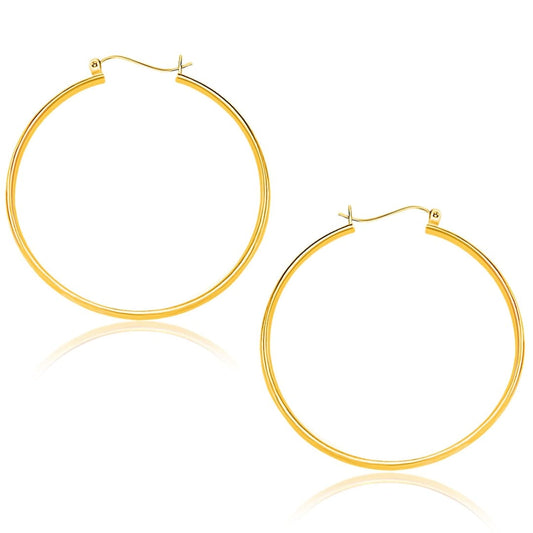 14k Yellow Gold Polished Hoop Earrings (40mm) | Richard Cannon Jewelry