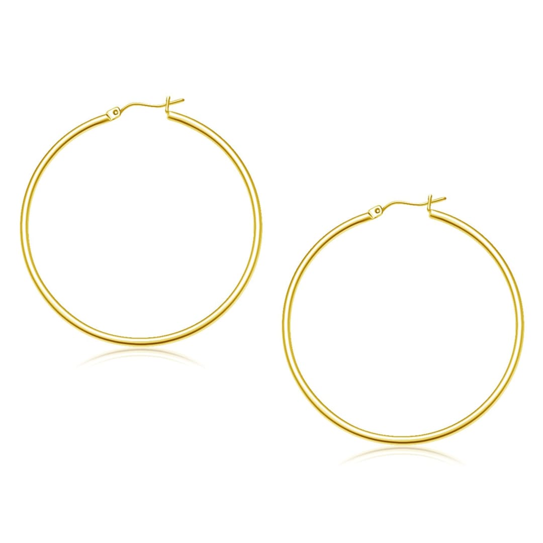 14k Yellow Gold Polished Hoop Earrings (45 mm) | Richard Cannon Jewelry