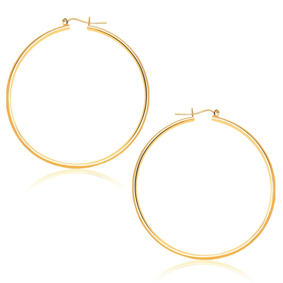 14k Yellow Gold Polished Hoop Earrings (45 mm) | Richard Cannon Jewelry