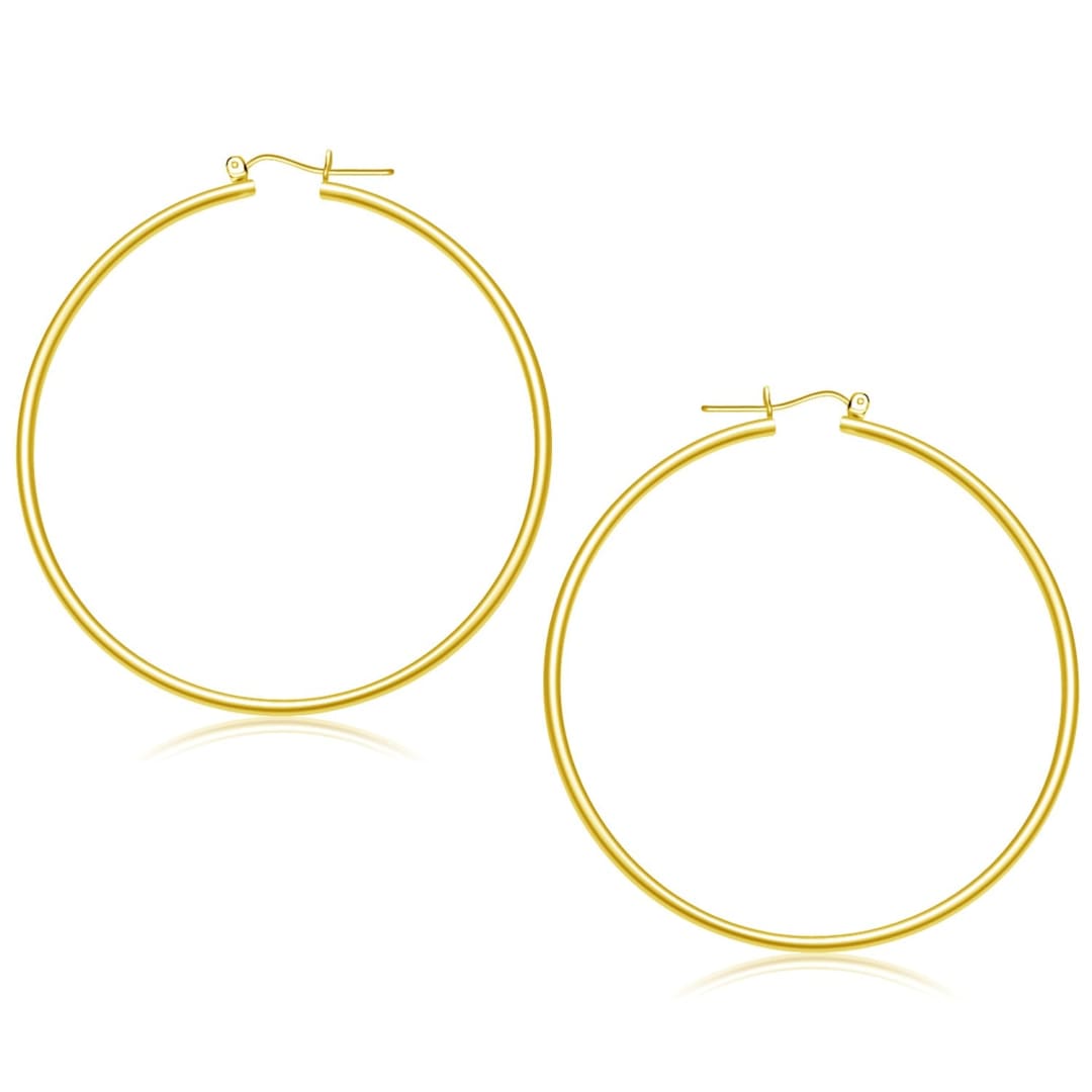 14k Yellow Gold Polished Hoop Earrings (55 mm) | Richard Cannon Jewelry