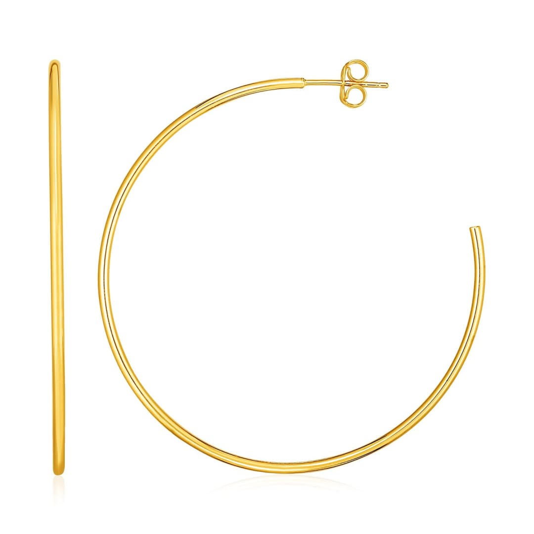 14k Yellow Gold Polished Hoop Earrings | Richard Cannon Jewelry