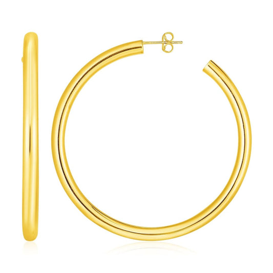 14k Yellow Gold Polished Hoop Earrings | Richard Cannon Jewelry