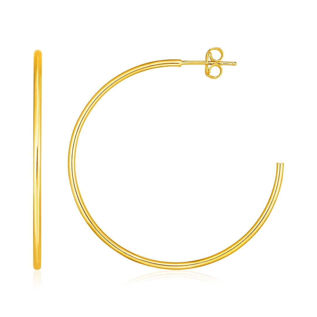 14k Yellow Gold Polished Hoop Earrings | Richard Cannon Jewelry