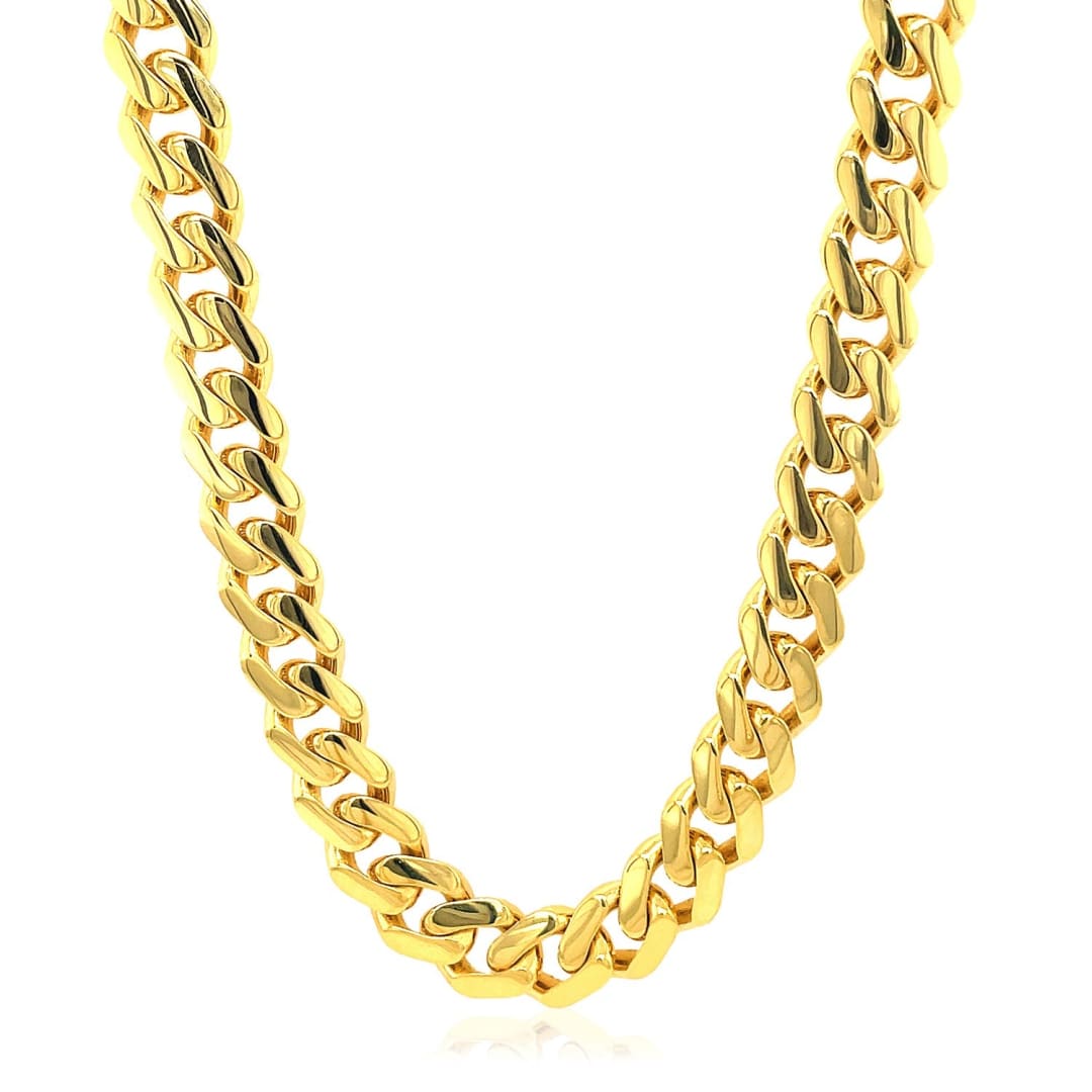 14k Yellow Gold Polished Miami Cuban Chain Necklace | Richard Cannon Jewelry