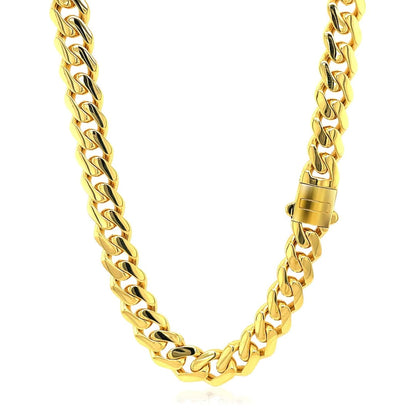 14k Yellow Gold Polished Miami Cuban Chain Necklace | Richard Cannon Jewelry