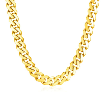 14k Yellow Gold Polished Miami Cuban Chain Necklace | Richard Cannon Jewelry