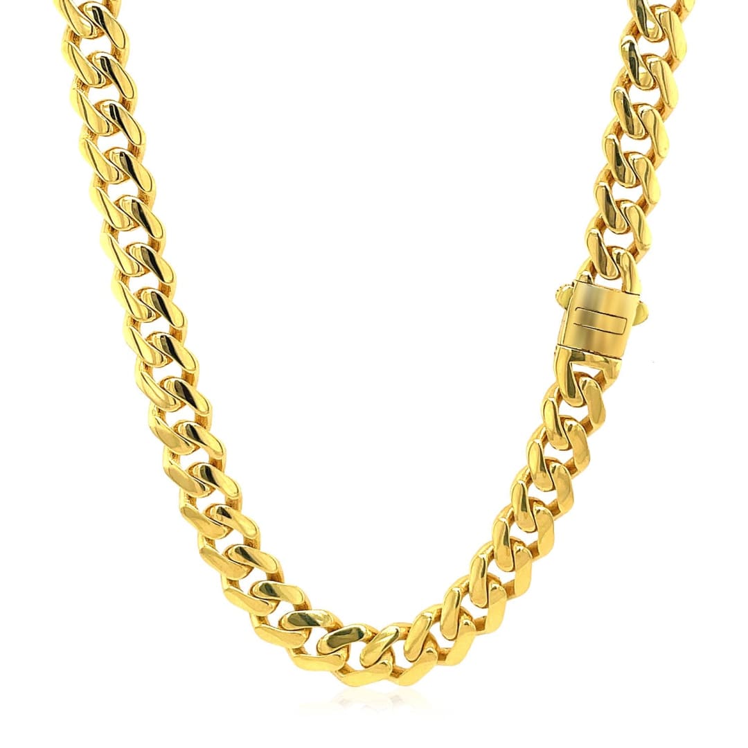 14k Yellow Gold Polished Miami Cuban Chain Necklace | Richard Cannon Jewelry