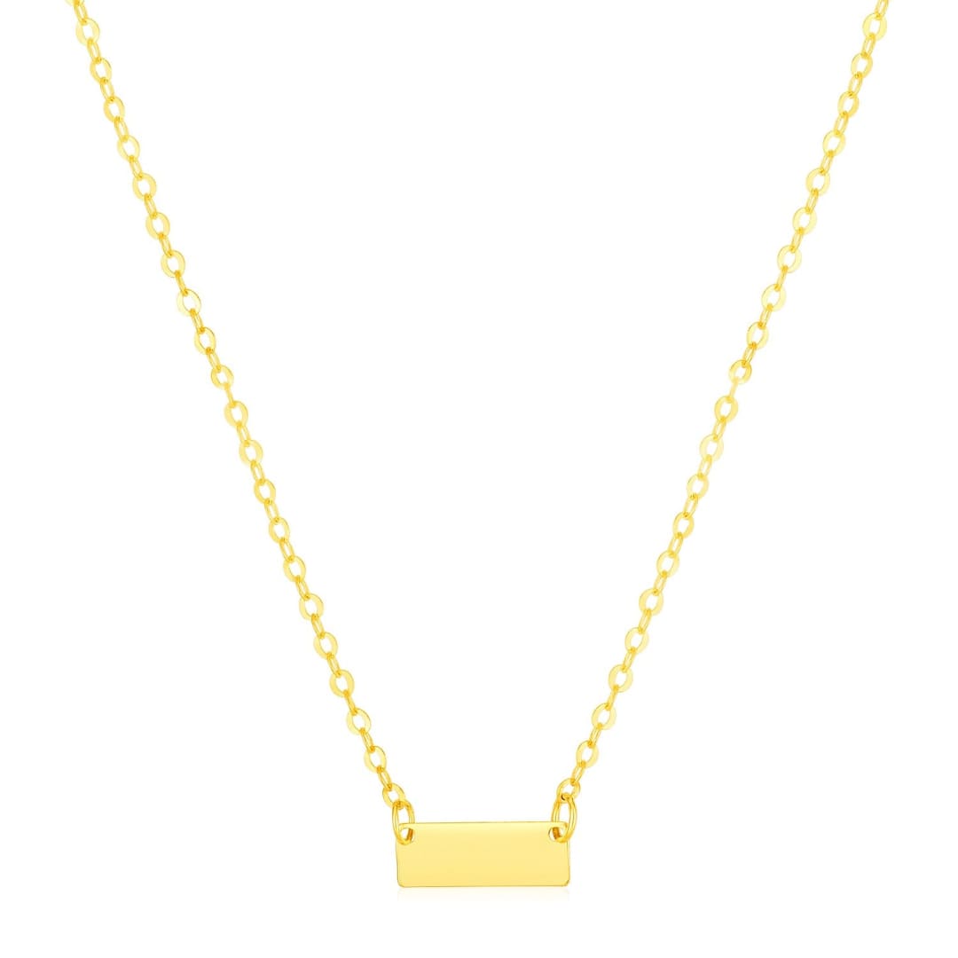 14k Yellow Gold Polished Mini Bar Necklace | Richard Cannon Jewelry