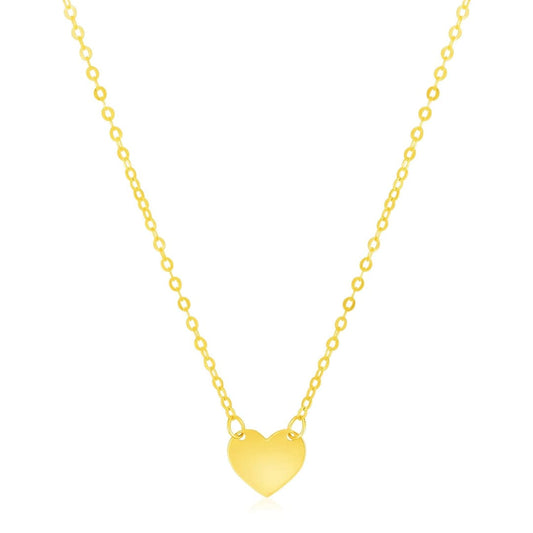 14k Yellow Gold Polished Mini Heart Necklace | Richard Cannon Jewelry