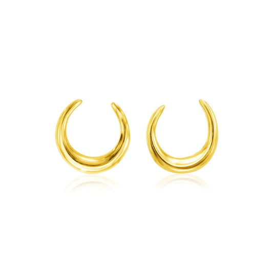 14k Yellow Gold Polished Moon Earrings | Richard Cannon Jewelry