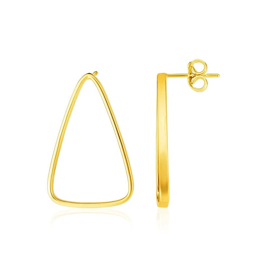 14k Yellow Gold Polished Open Triangle Post Earrings | Richard Cannon Jewelry