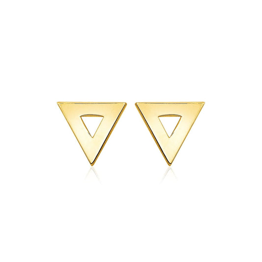 14k Yellow Gold Polished Open Triangle Post Earrings | Richard Cannon Jewelry