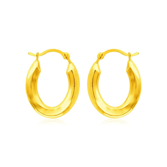 14k Yellow Gold Polished Oval Hoop Earrings | Richard Cannon Jewelry