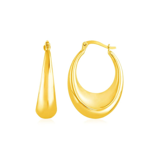 14k Yellow Gold Polished Puffed Hoop Earrings | Richard Cannon Jewelry