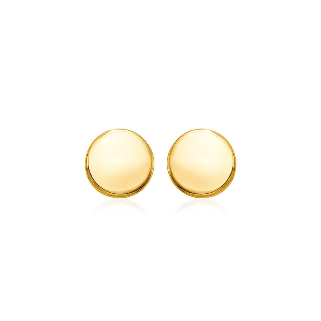 14k Yellow Gold Polished Round Post Earrings | Richard Cannon Jewelry