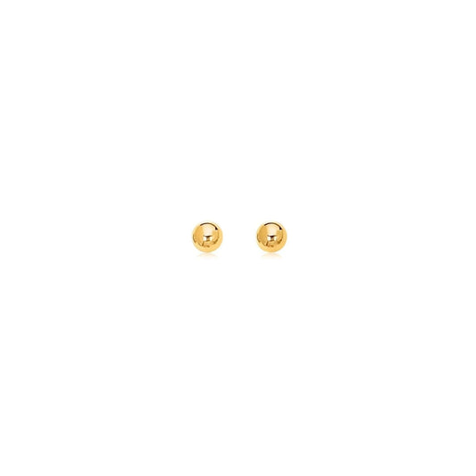 14k Yellow Gold Polished Round Stud Earrings | Richard Cannon Jewelry
