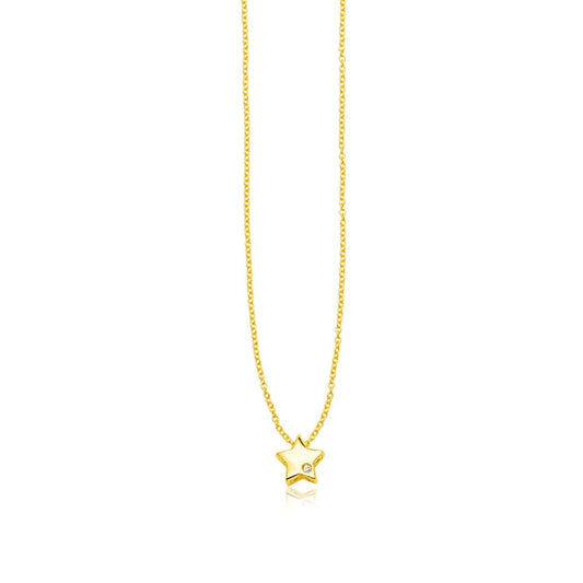 14k Yellow Gold Polished Star Necklace with Diamond | Richard Cannon Jewelry