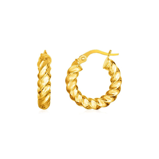 14k Yellow Gold Polished Twisted Hoop Earrings(3x11mm) | Richard Cannon Jewelry