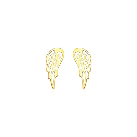 14k Yellow Gold Polished Wing Post Earrings | Richard Cannon Jewelry