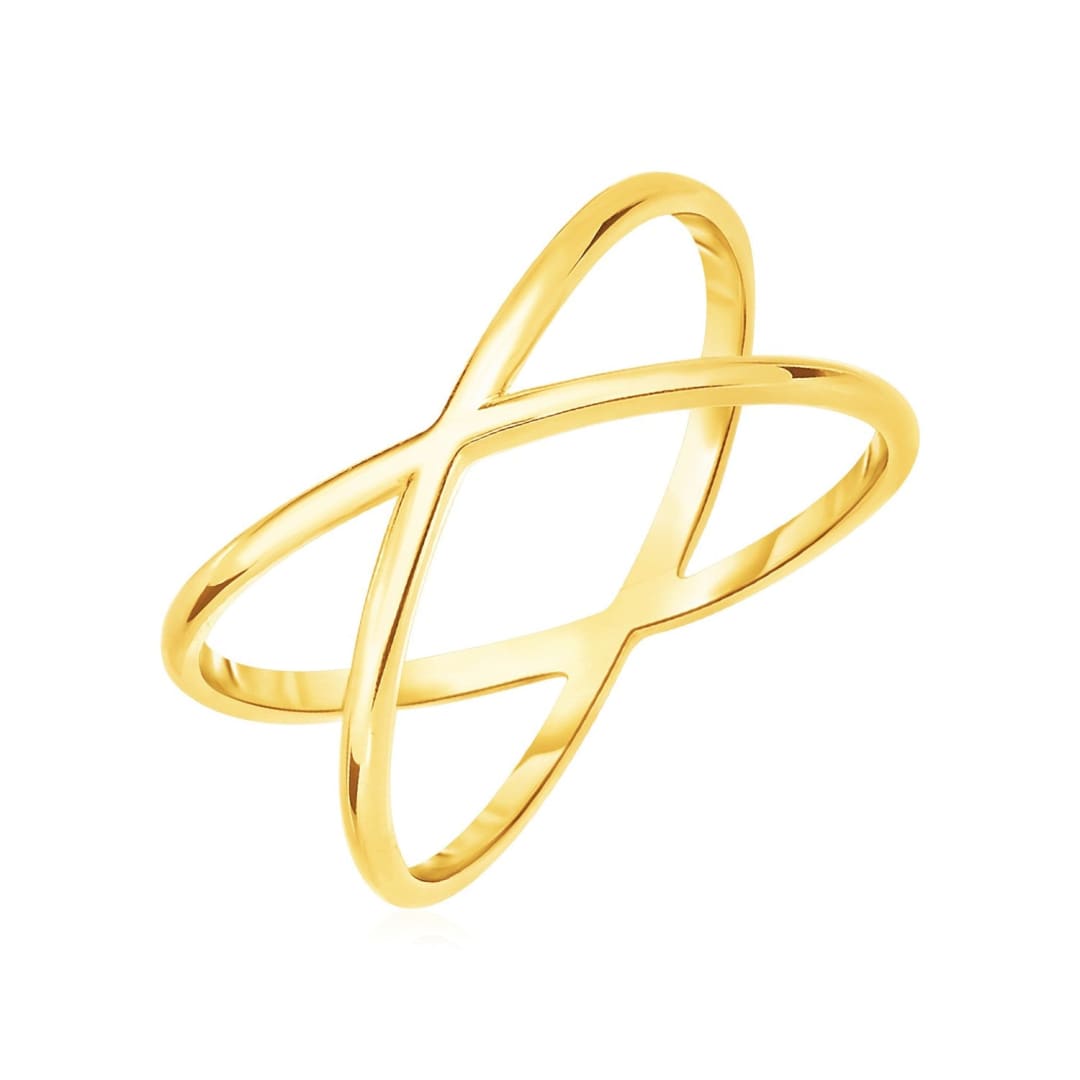 14k Yellow Gold Polished X Profile Ring | Richard Cannon Jewelry