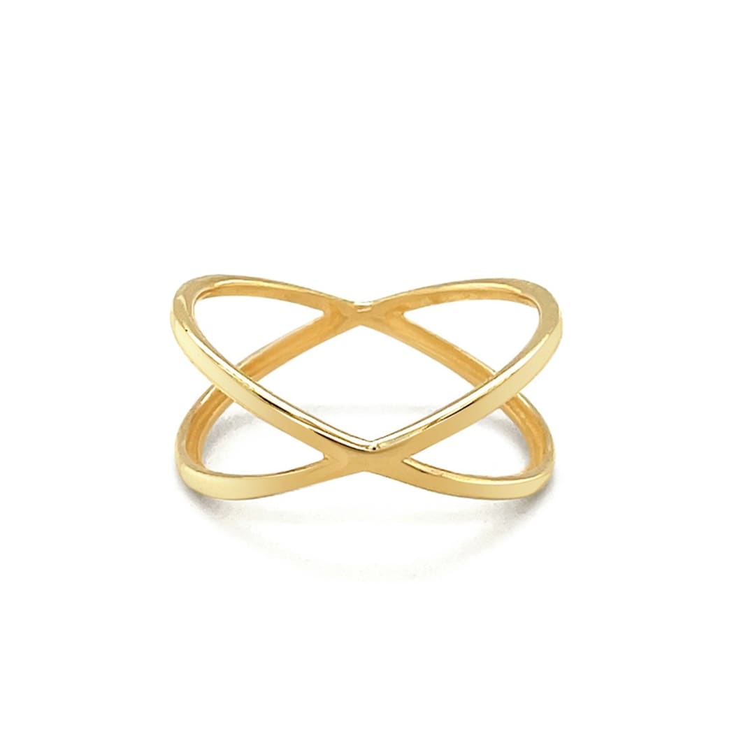 14k Yellow Gold Polished X Profile Ring | Richard Cannon Jewelry