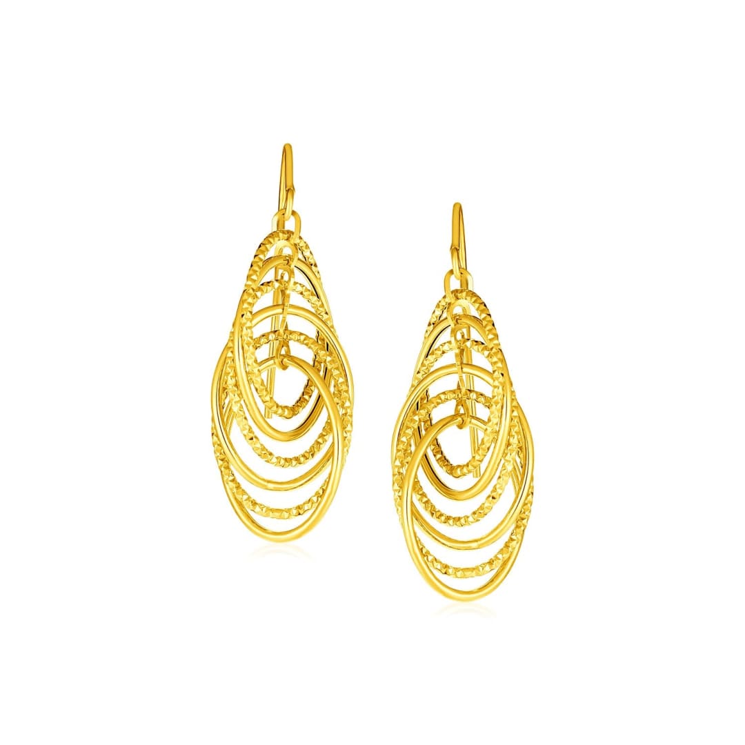 14k Yellow Gold Post Earrings with Graduated Spiral Dangles | Richard Cannon Jewelry