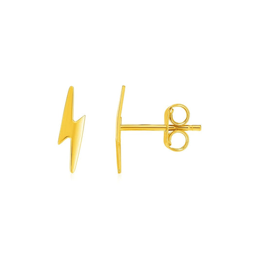 14k Yellow Gold Post Earrings with Lightning Bolts | Richard Cannon Jewelry