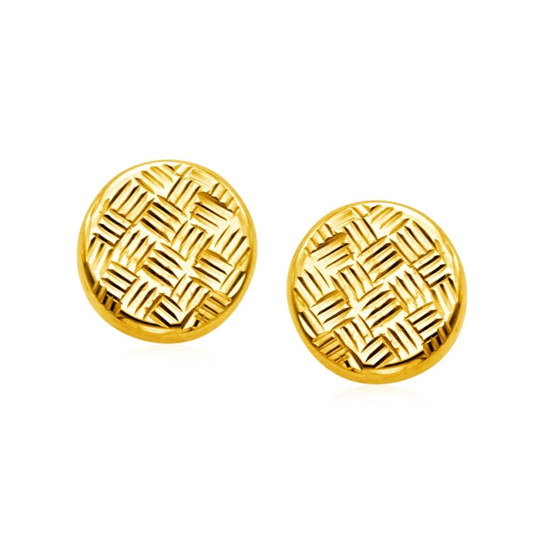 14k Yellow Gold Post Earrings with Textured Circles | Richard Cannon Jewelry