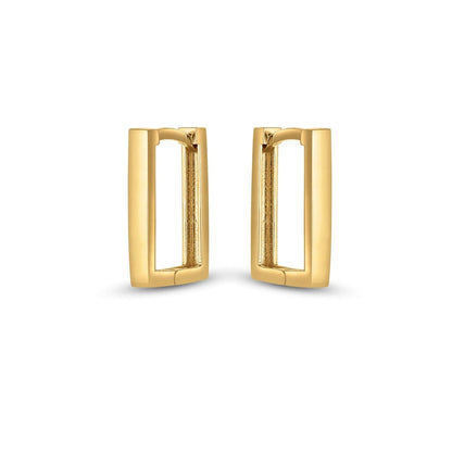 14k Yellow Gold Rectangle Huggie Hoops | Richard Cannon Jewelry